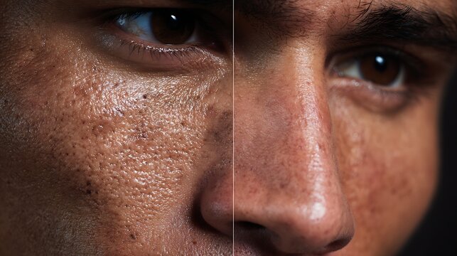 before-after clogged pores sweat men vs clear refined pores