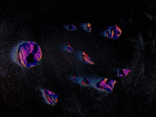 abstract colorful background with bubbles, Meteorites and shooting stars in space.