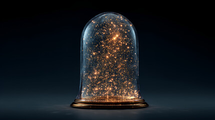 Abstract illustration of a magic glass dome with glowing particles Isolated bell jar for fantasy celebration spiritual concepts and energy visualization Stock Illustration