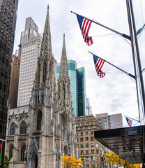 St. Patrick's Cathedral in autumn, Fifth Avenue Midtown Manhattan, New York City