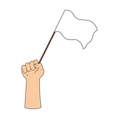 Hands Holding a Surrender Flag.