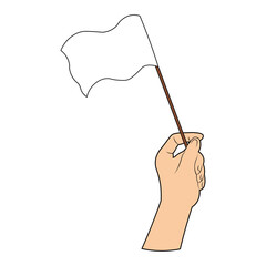 Hands Holding a Surrender Flag.