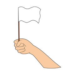 Hands Holding a Surrender Flag.