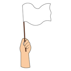 Hands Holding a Surrender Flag.