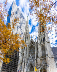 St. Patrick's Cathedral in autumn, Fifth Avenue Midtown Manhattan, New York City