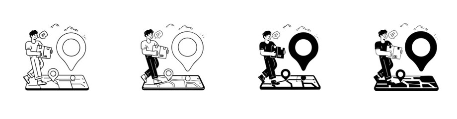 Parcel Delivery Tracking and Location Pin Icons