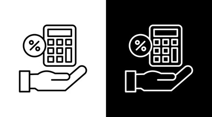 Loan Calculator Outline White Icon Set Design