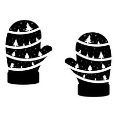 Black and White Christmas Gloves