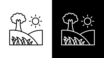 Obraz premium Grassland Conservation Outline White Icon Set Design
