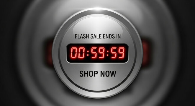 Countdown to Shopping: A dynamic display with a countdown timer, creating a sense of urgency, inviting viewers to shop now. 