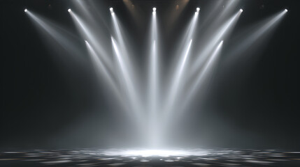 abstract spotlight with glowing bright stage light beam projection shiny decoration theatre scene studio white background concert empty spot disco festive glittering event design