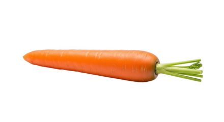 Fresh orange carrot isolated on transparent background with green stem
