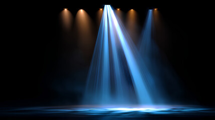 abstract spotlight with glowing bright stage light beam projection shiny decoration theatre scene studio white background concert empty spot disco festive glittering event design