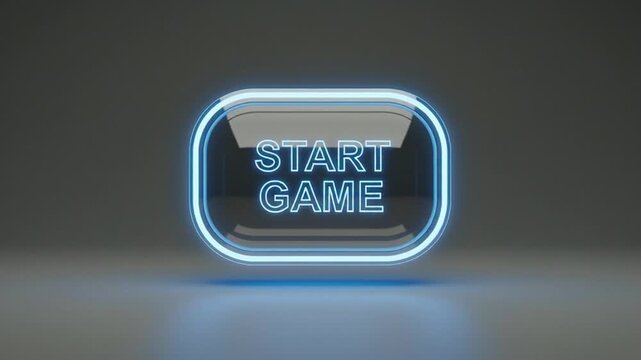Neon Gaming Start Buttons Display in a Row with Futuristic Lighting Effects