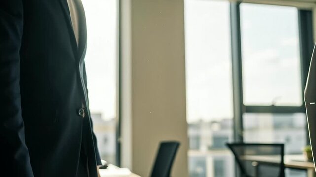 Professional Business Meeting and Handshake in Modern Office Setting during Corporate Agreement