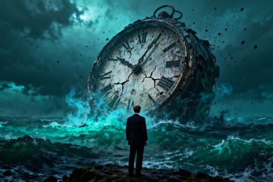 Giant Broken Clock in Turbulent Ocean