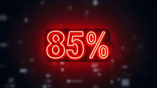Bright red neon 85 sign gives a pop of color against a dark background. Perfect for urban, nightlife, or street photography projects.