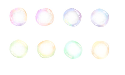 Fototapeta premium パステルカラーの水彩風シャボン玉セット