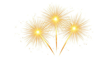 Three Golden Firework Bursts on Black Background image isolated on a transparent background