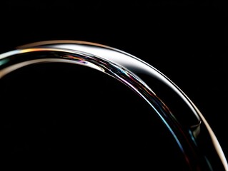 Abstract macro shot of a curved glass structure against black backdrop