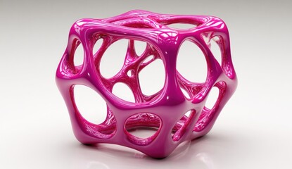 Abstract pink geometric structure on white surface modern design concept