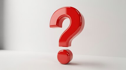 A high-quality photograph of a large red question mark on a white background