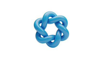3D Blue interwoven ring shape on transparent background