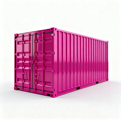 Bright Pink Shipping Container Isolated on White