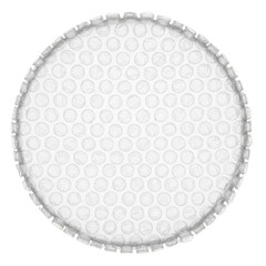 Detailed circular pattern of small bubbles on transparent background