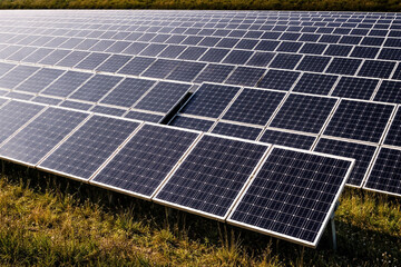 Modern Solar Panel Array Producing Clean Renewable Energy on a Sunlit Field