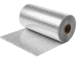 Roll of bubble wrap packaging material on transparent background