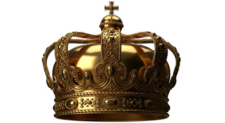 Ornate Golden Royal Crown with Intricate Details on Black Background king queen isolated on a transparent background