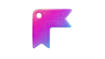 3d Bookmark Icon with Gradient Pink Blue Colors on transparent background