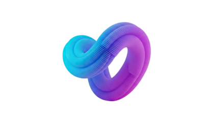 3D Abstract 3d shape gradient tube on transparent background
