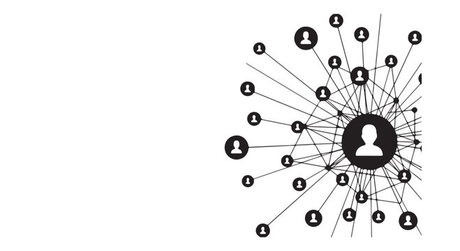 A complex social network structure showing connections between a central figure and multiple users