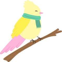 Winter birds, flowers & plants illustration