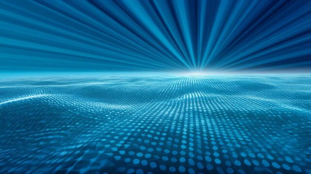Stunning abstract background with blue rays and digital dots, perfect for technology and design projects