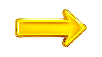 Glowing golden arrow with neon light effects pointing rightward, perfect for directional signage, user interface elements, or conveying movement forward in a business context.