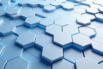 Abstract Hexagonal Pattern with Blue Tint Background