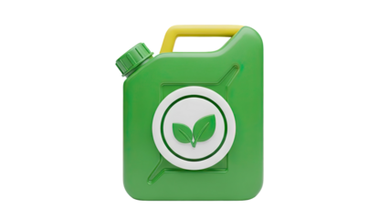 3D Green Jerrycan with Eco Symbol on transparent background