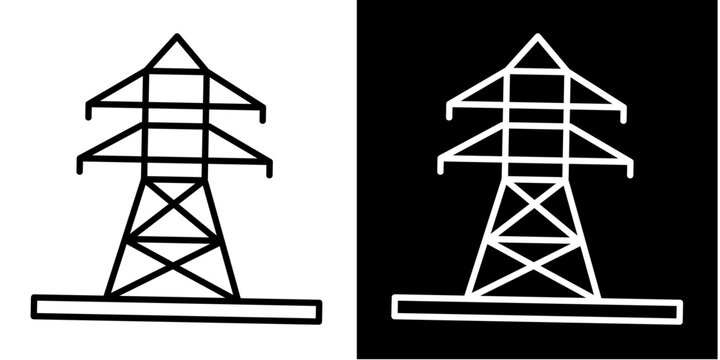 Transmission Tower Icon Set White Style Collection