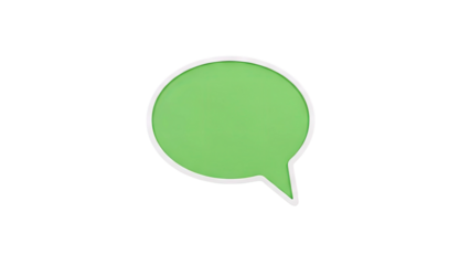 3D Green Speech Bubble Icon on Transparent Background
