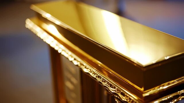 Polished gold ornate stand
