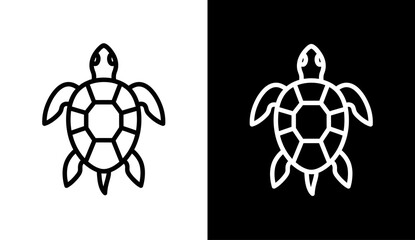 Sea turtle line icon set, minimalist tortoise symbol for nature and ocean conservation © Hafiz