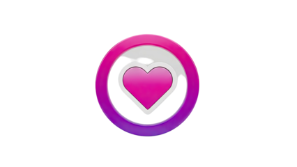 3D Heart Like Icon with Gradient Ring on transparent background