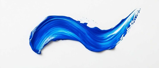 Abstract blue paint stroke texture on white background