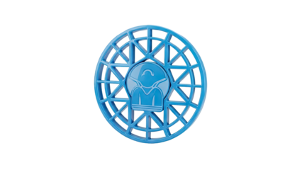 3D Blue Fidget Spinner with Humanoid Icon on transparent background