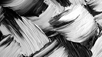 Monochrome abstract paint texture with bold black brush strokes