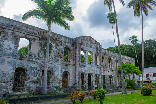 Grenade Hall Plantation House ruin in Farley Hill National Park in St. Peter Parish, Barbados. 
