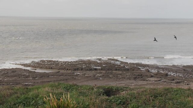 Wales, United Kingdom - October 6, 2025:  Nash Sands,  famous for high tide range,  in Wales, UK